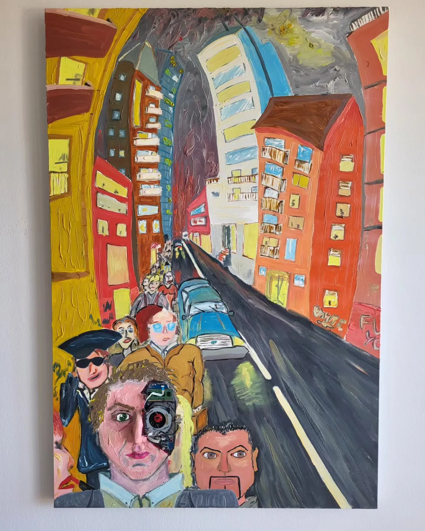 Strada verso il lavoro (Weg zur Arbeit), Mischtechnik-Gemälde von Federico Carminati, 2024